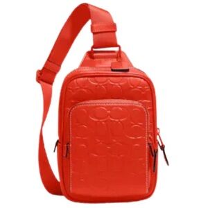 Coach TRACK PACK 14 IN SIGNATURE LEATHER -NWOT- unisex - red orange